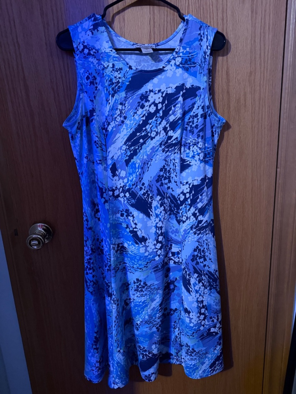 Serengeti Blue Abstract Floral Sleeveless Midi Dress